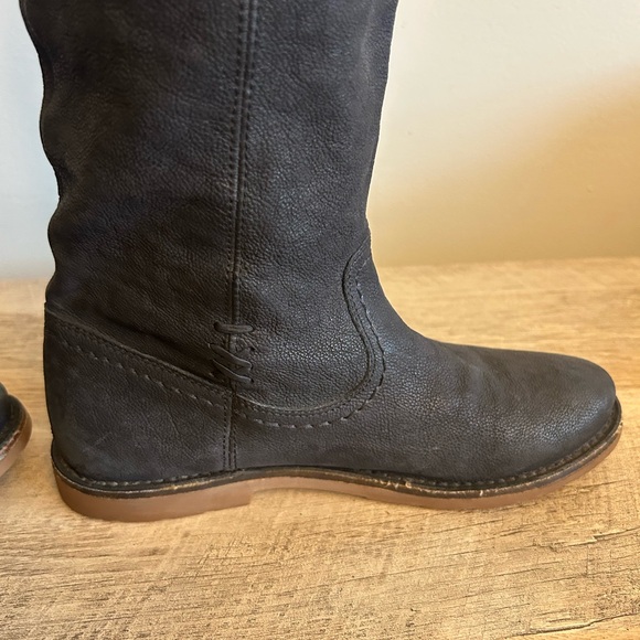 Frye Celia x Stitch Tall Riding Boots Womens Size 6B Black Leather Pull on - Picture 4 of 16